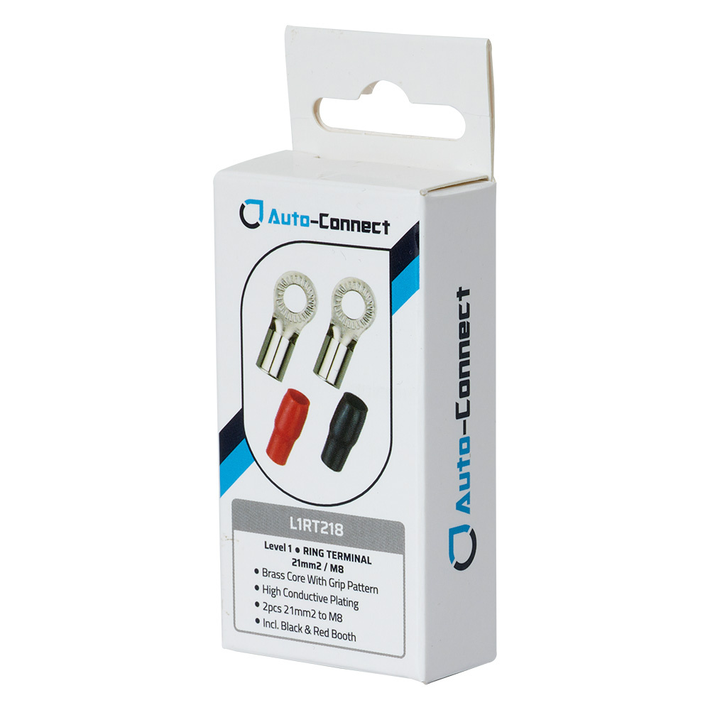 Auto-Connect czerwono-czarna końcówka oczkowa M8, 21 mm²