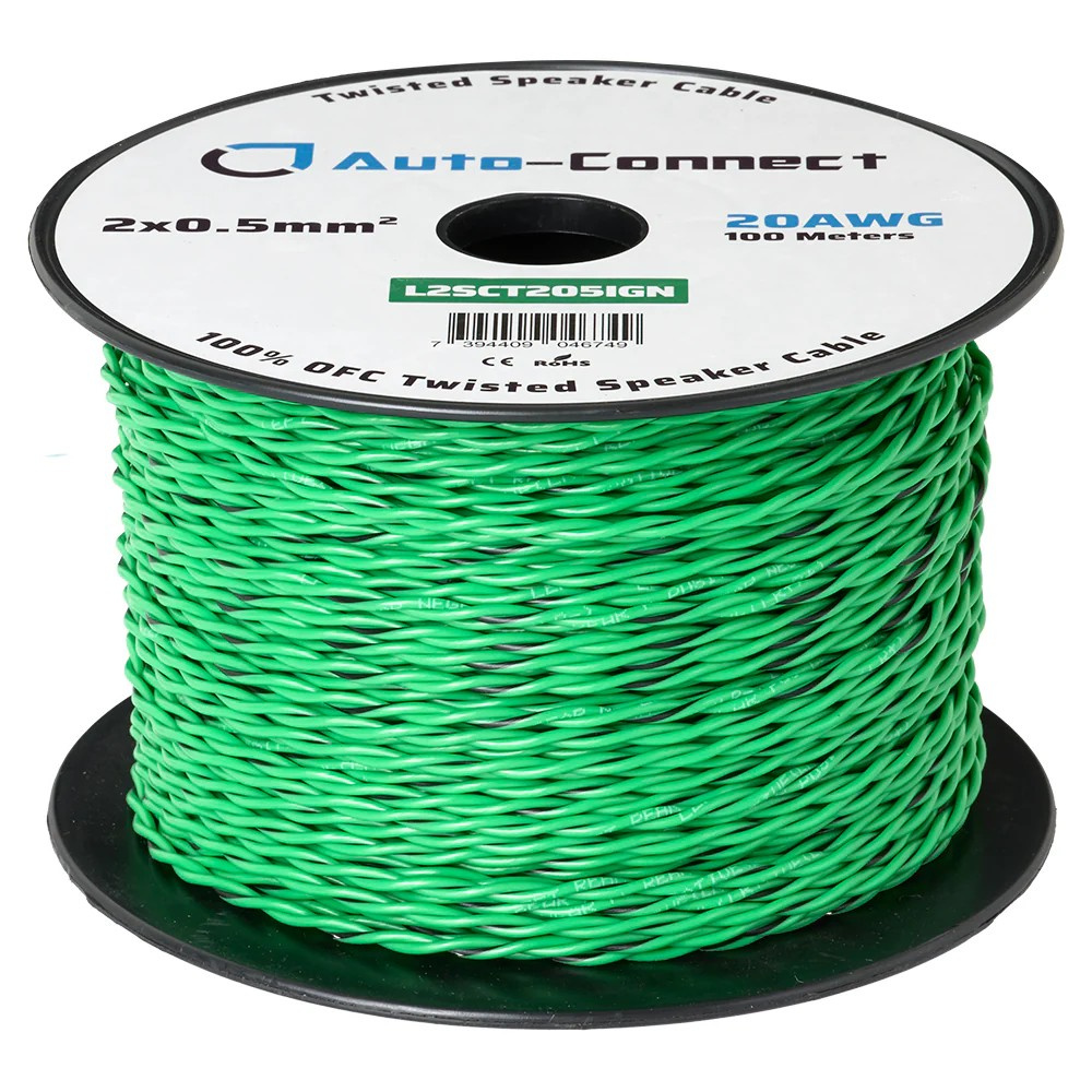 Auto-Connect skręcany kabel głośnikowy OFC 2x0,5 mm², zielony metr bieżący