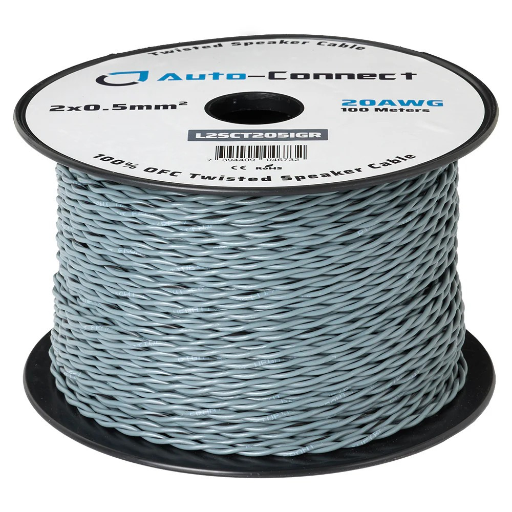 Auto-Connect skręcany kabel głośnikowy OFC 2x0.5 mm², szary, metr bieżący