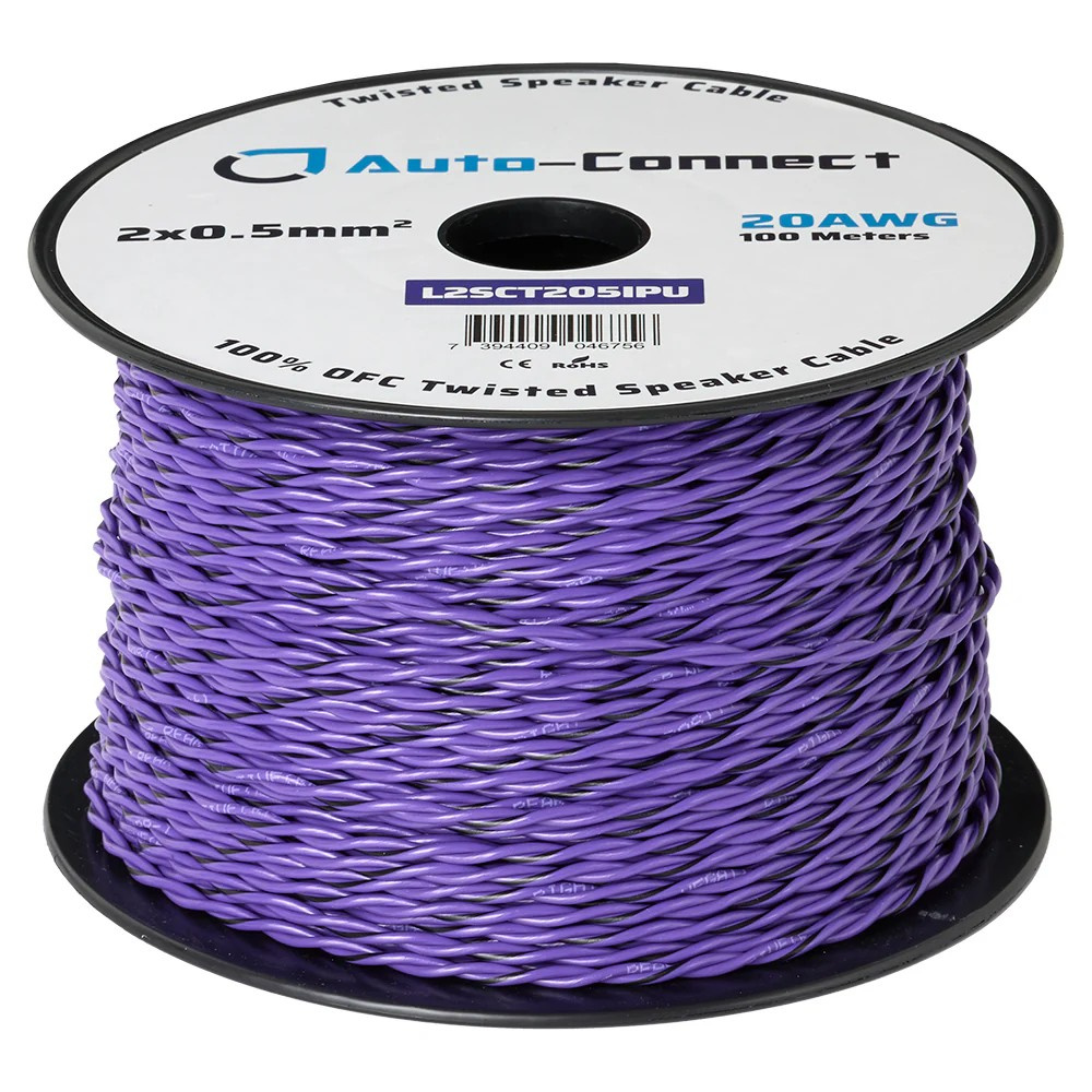 Auto-Connect skręcany kabel głośnikowy OFC 2x0.5 mm², fioletowy na metry