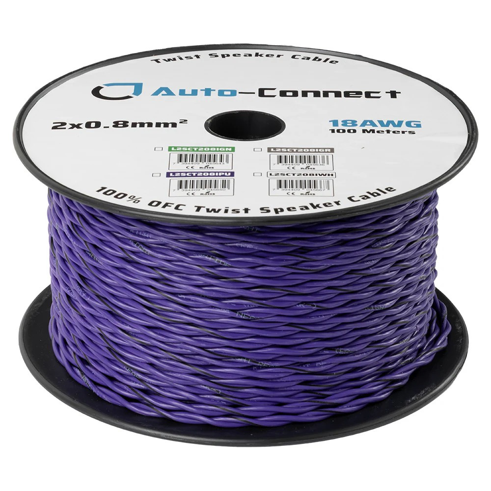 Auto-Connect skręcany kabel głośnikowy 2x0.8mm² fioletowy, cena za metr