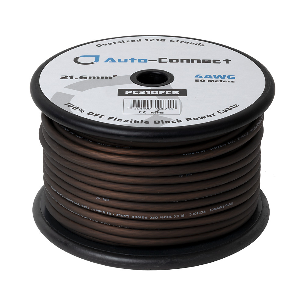 Auto-Connect czarny kabel zasilający OFC 21.6mm², na metry
