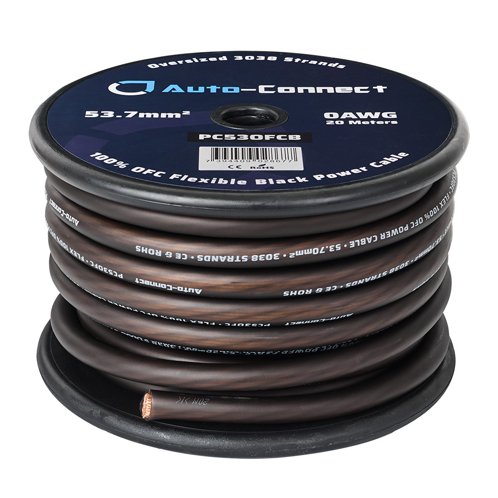 Auto-Connect czarny kabel zasilający OFC 53,7 mm², na metry
