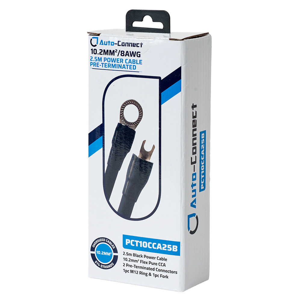 Auto-Connect 2,5-metrowy kabel zasilający CCA 10,2 mm², czarny