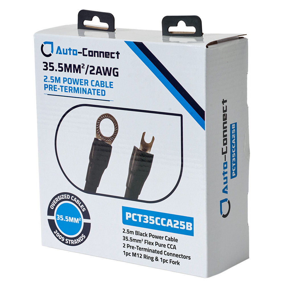 Auto-Connect 2,5-metrowy kabel zasilający CCA 35,5 mm², czarny
