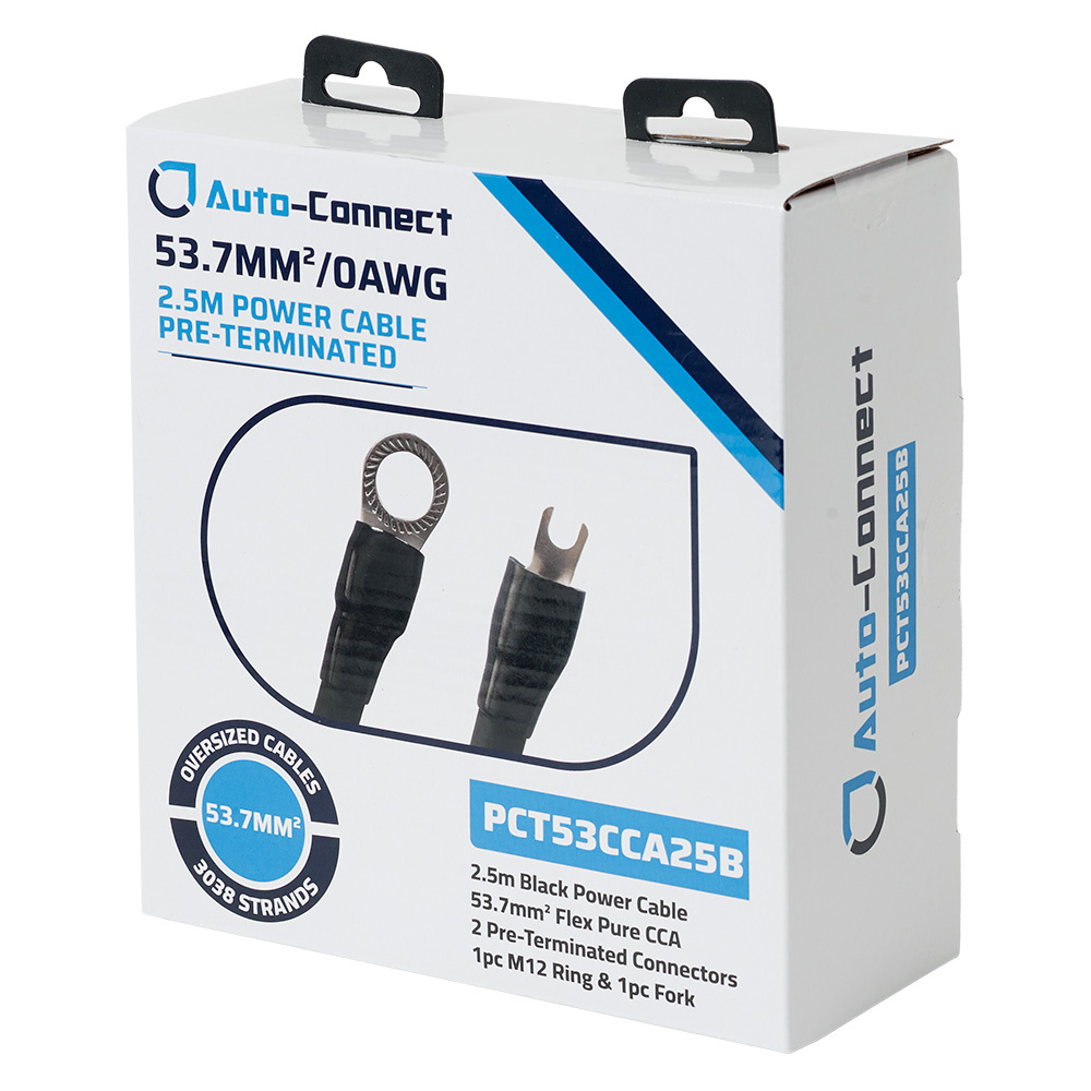 Auto-Connect 2,5-metrowy kabel zasilający CCA 53,7 mm², czarny