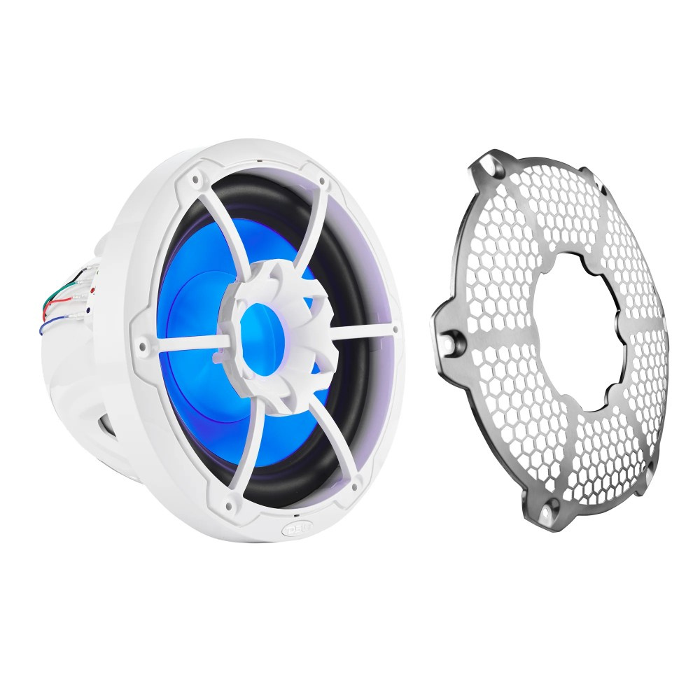 DS18 NXL-10SUB/WH, białe 10-calowe morskie basy z LED, para