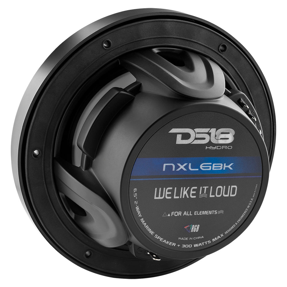 DS18 NXL-6, czarne 6,5-calowe morskie głośniki z LED, para