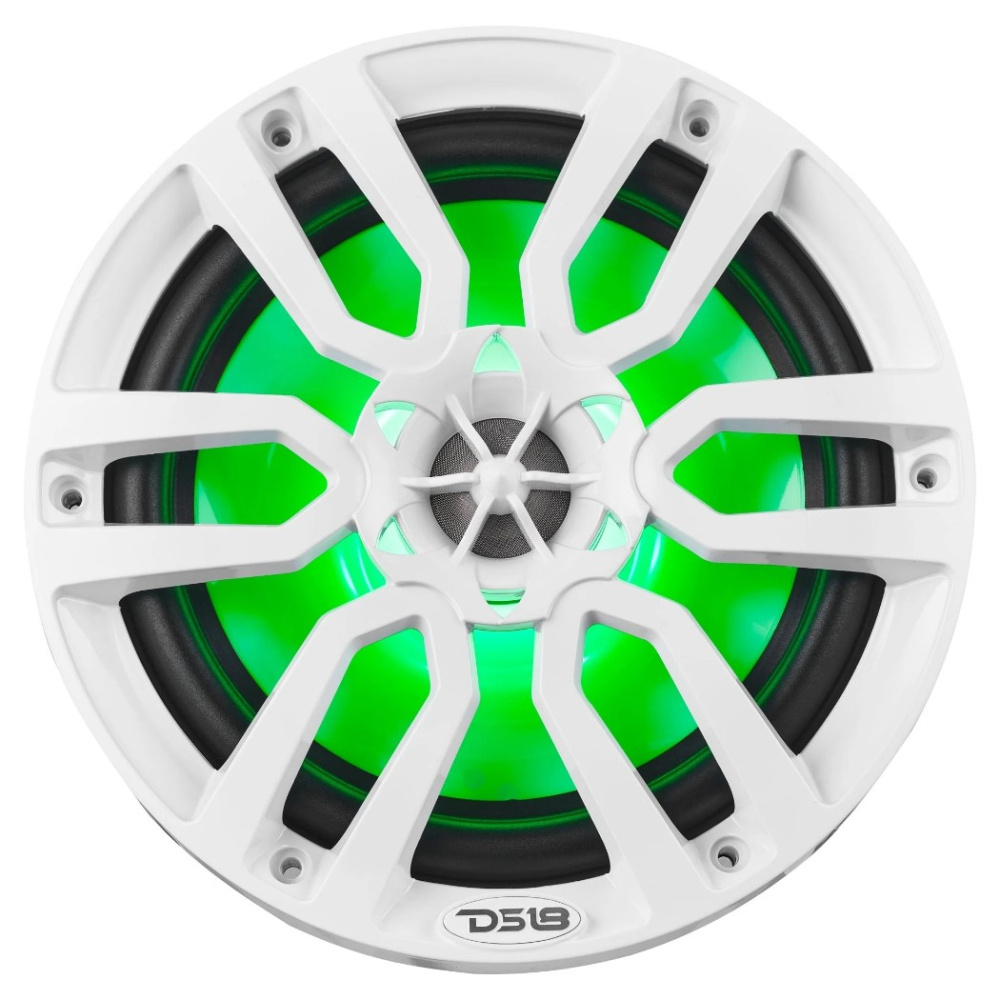 DS18 NXL-8, białe 8-calowe głośniki morskie z LED, para