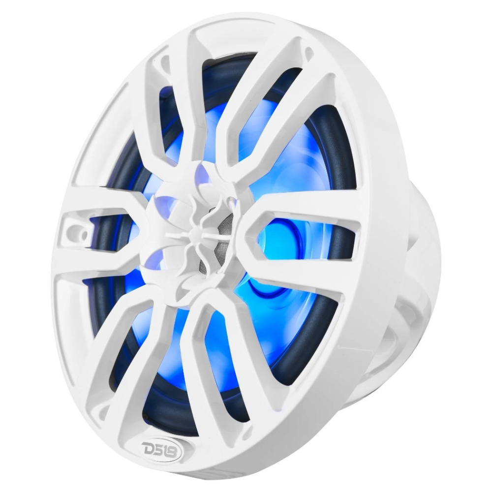 DS18 NXL-8, białe 8-calowe głośniki morskie z LED, para