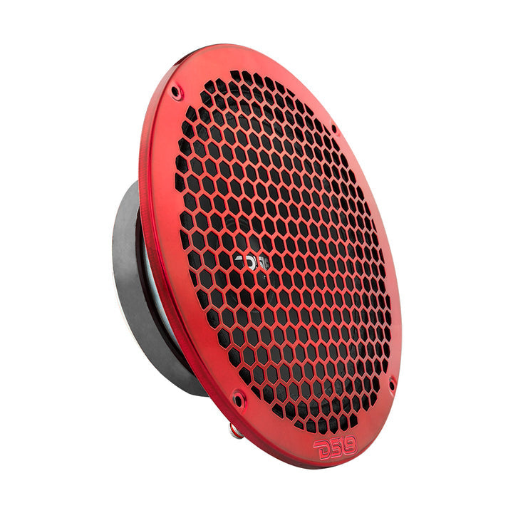 DS18 PRO-GRILL8MS, smukły metalowy grill 8-calowego głośnika, czerwony