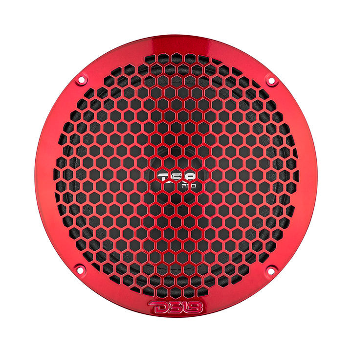 DS18 PRO-GRILL8MS, smukły metalowy grill 8-calowego głośnika, czerwony