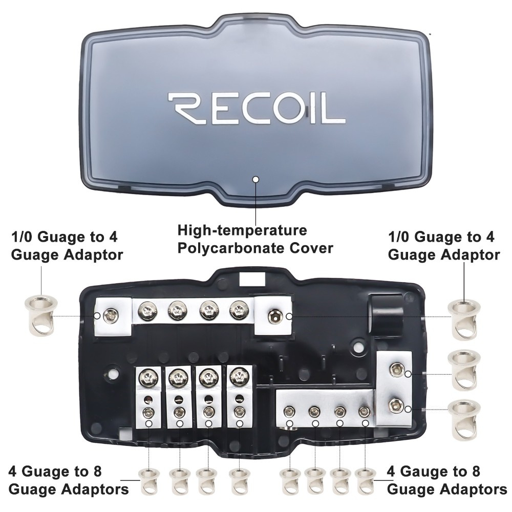 Recoil MPG4 Mini-ANL uchwyt bezpiecznika + blok masowy 2x50mm² do 4x20mm²