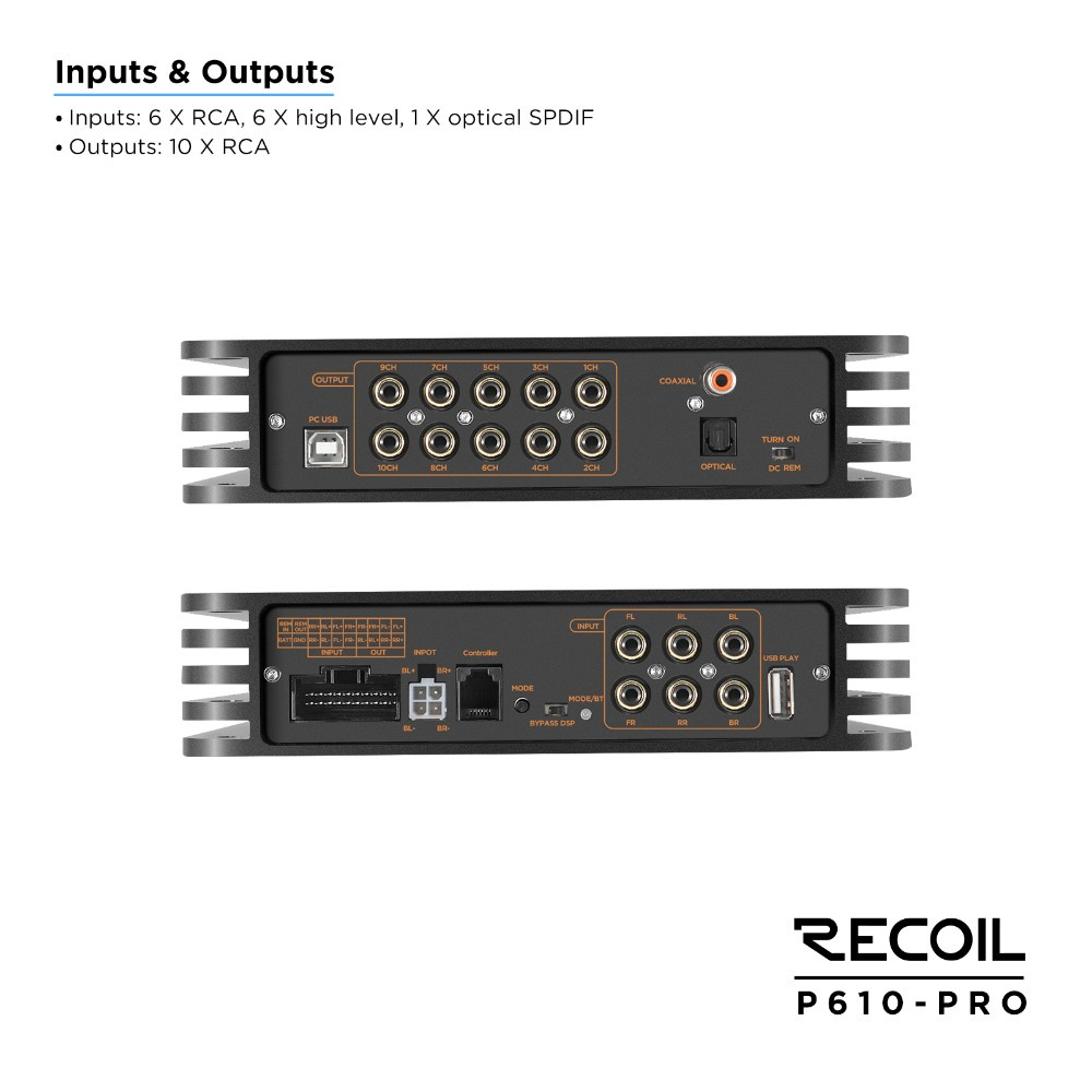 Recoil P610-PRO, wzmacniacz DSP z 10 kanałami