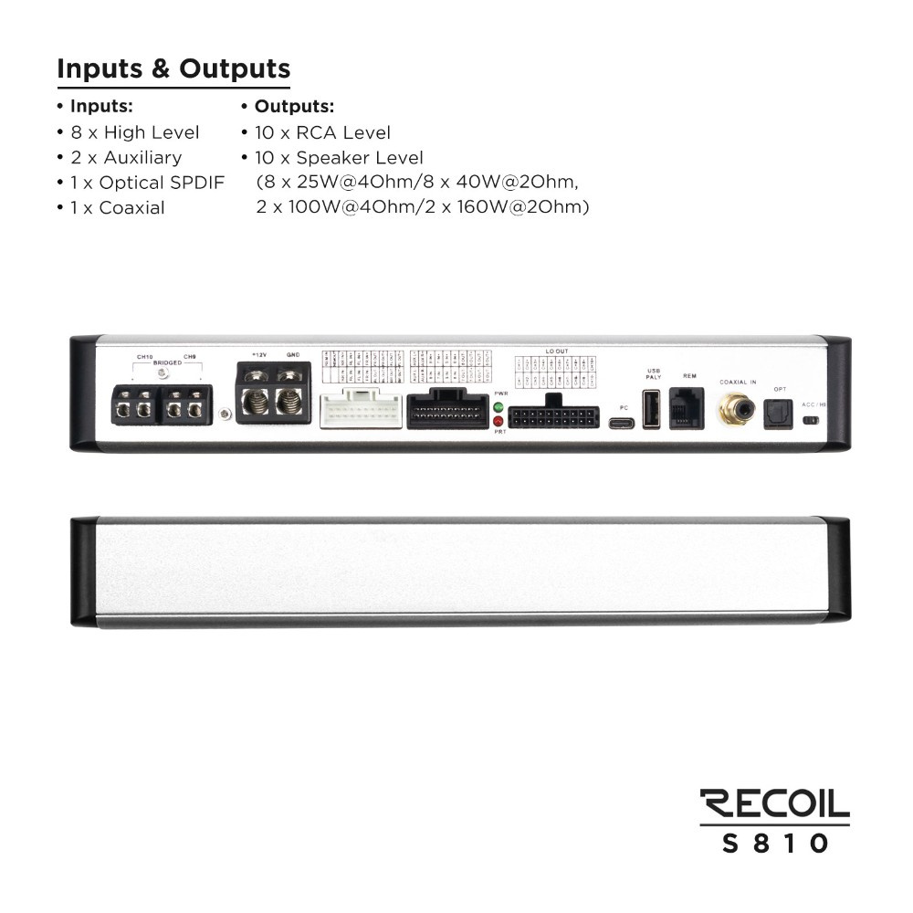 Recoil S810, wzmacniacz DSP z 10 kanałami