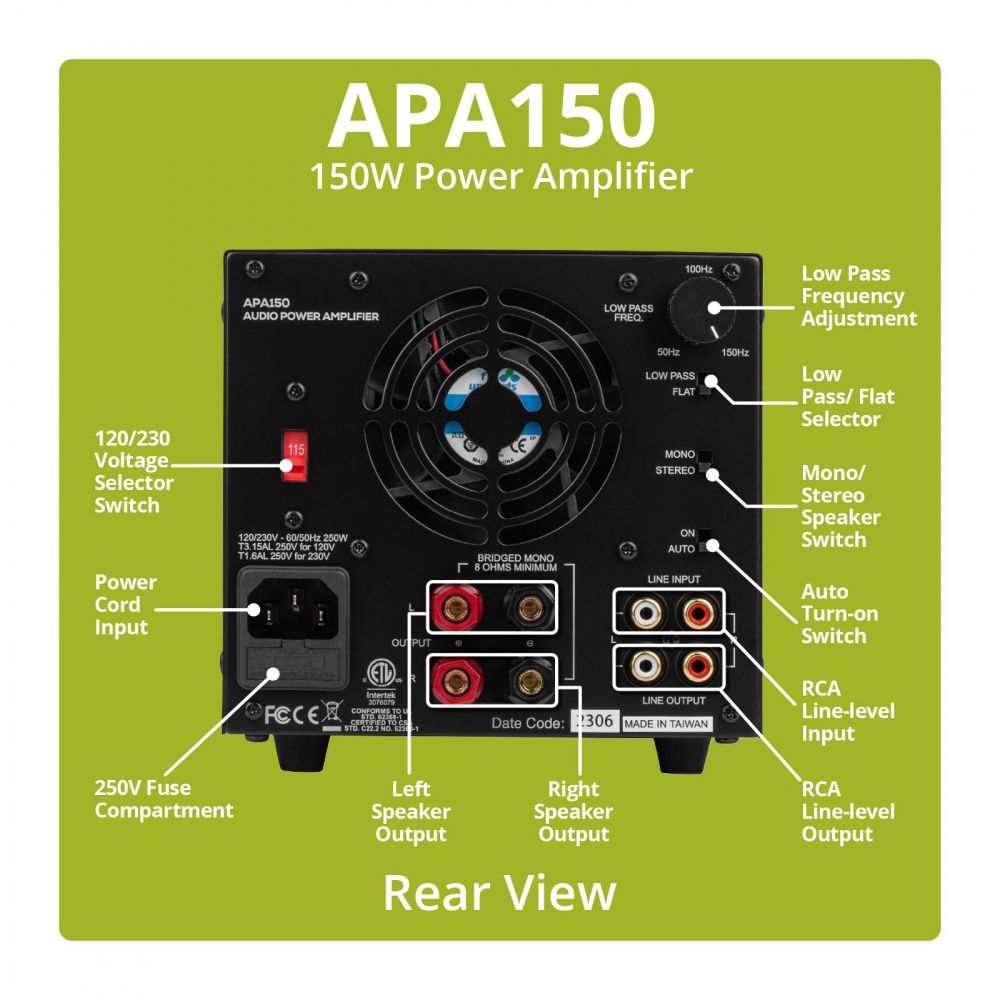 Dayton Audio APA150, mostkowalny wzmacniacz stereo 2x75W