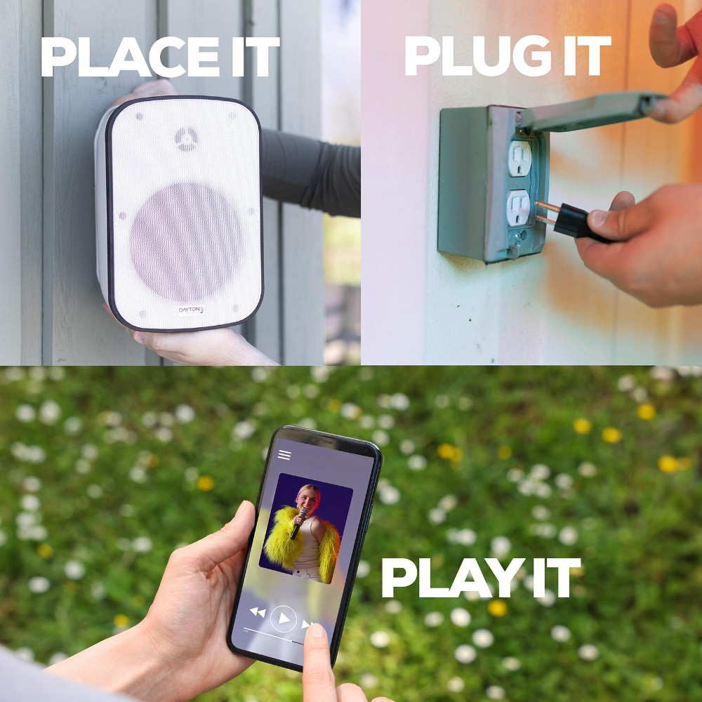 Dayton Audio IO65XP, aktywne 6,5-calowe głośniki zewnętrzne, biała para