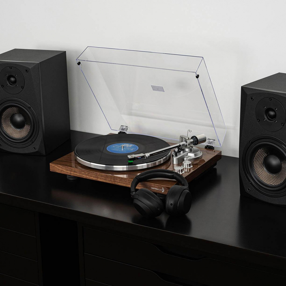 Dayton Audio TT-1BTW, gramofon z BT, USB i wbudowanym RIAA, drewniany