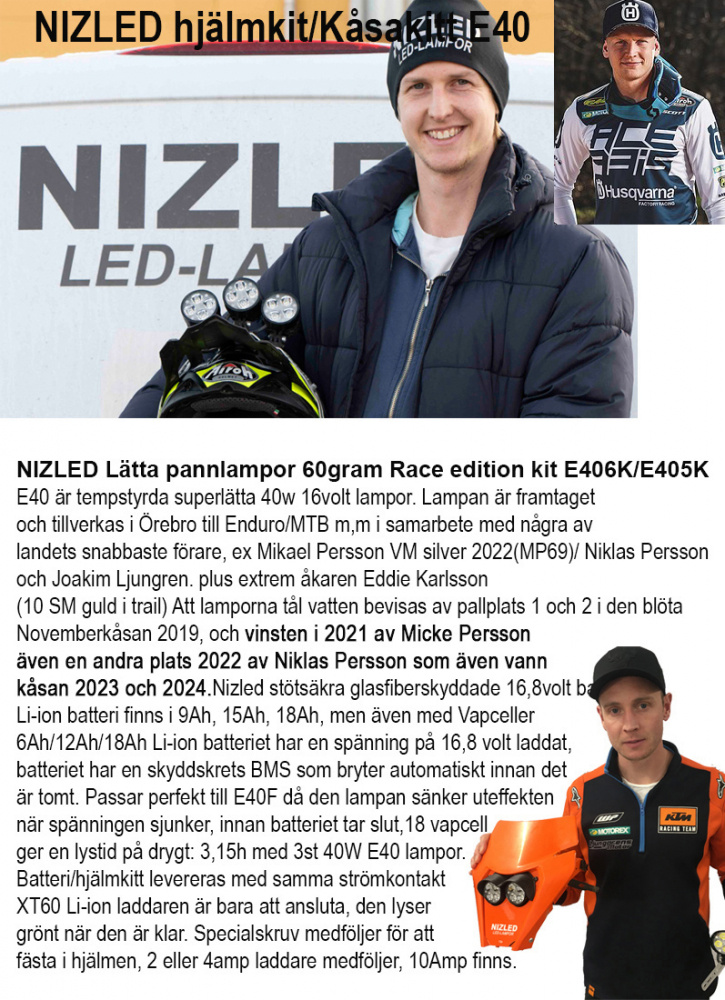 NIZLED zestaw LED do kasku elitarny z 3x40w bez wentylatora zimna biel gen3, 3XE40 (120w z 10% więcej światła) bez akumulatora