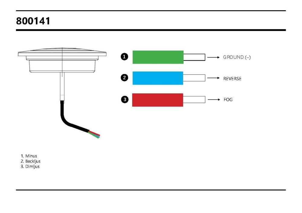 Strands Red Eye lampa tylna postojowe/cofania, 24 LED 10-30V. Kabel 2,5M.