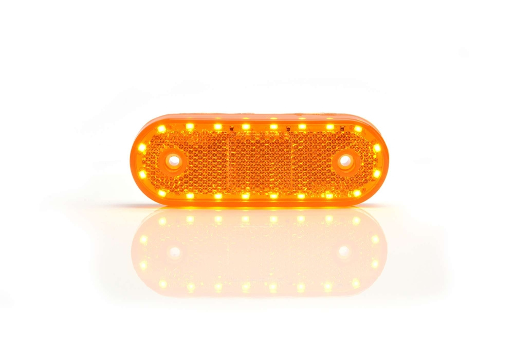 Strands lampka obrysowa/kierunkowskaz LED 12-24V IP68, z homologacją E, w zestawie z uchwytem kątowym i odblaskiem. Kierunkowskaz przełączany