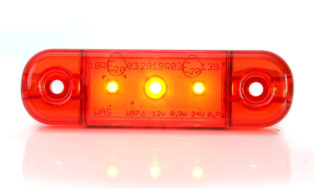 Strands światło pozycyjne czerwone Slim 3 LED, 9-36V IP68. Z homologacją E.