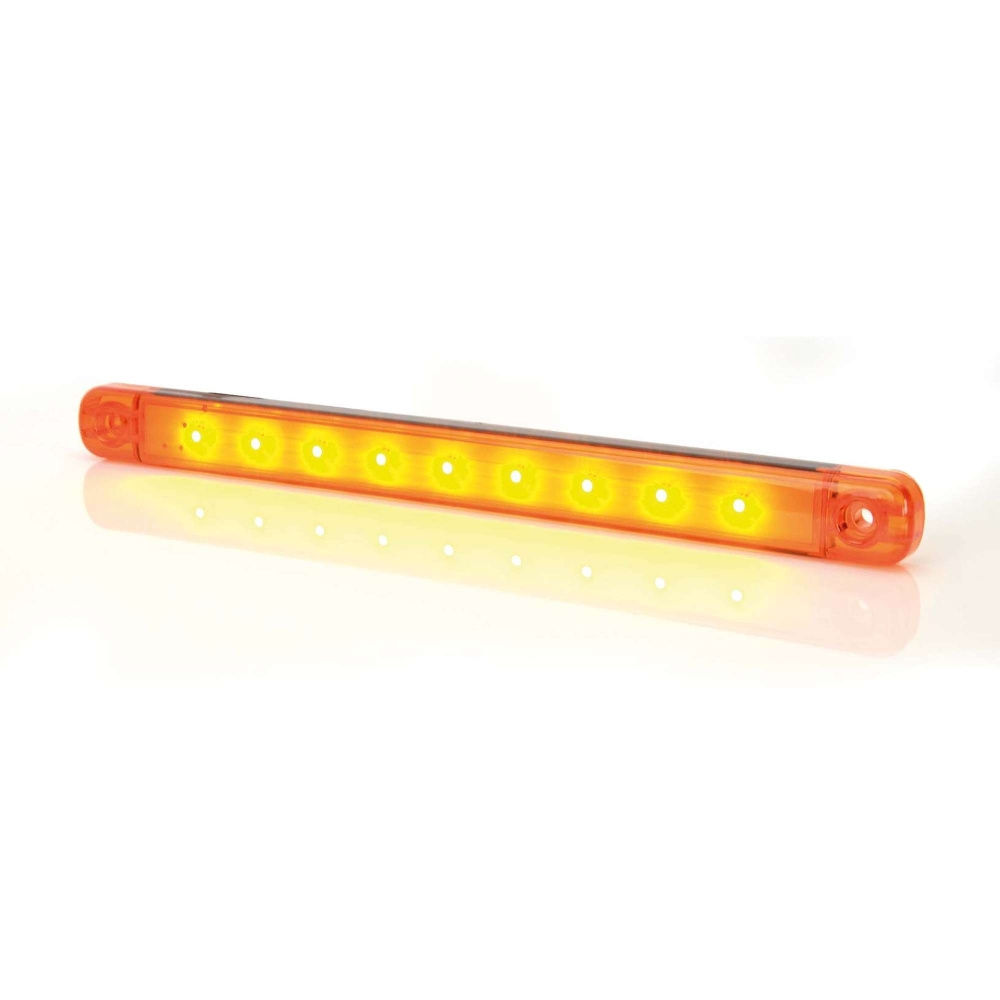 Strands lampka obrysowa pomarańczowa Slim 9 LED, 9-36V IP68. Z homologacją E.