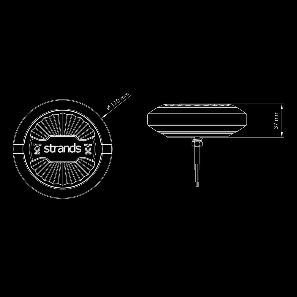 Strands Firefly Summer Glow obrotowe światło ostrzegawcze 110 mm, montaż płaski