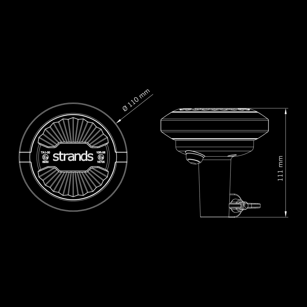 Strands Firefly Summer Glow obrotowe światło ostrzegawcze 110 mm, montaż na drążku