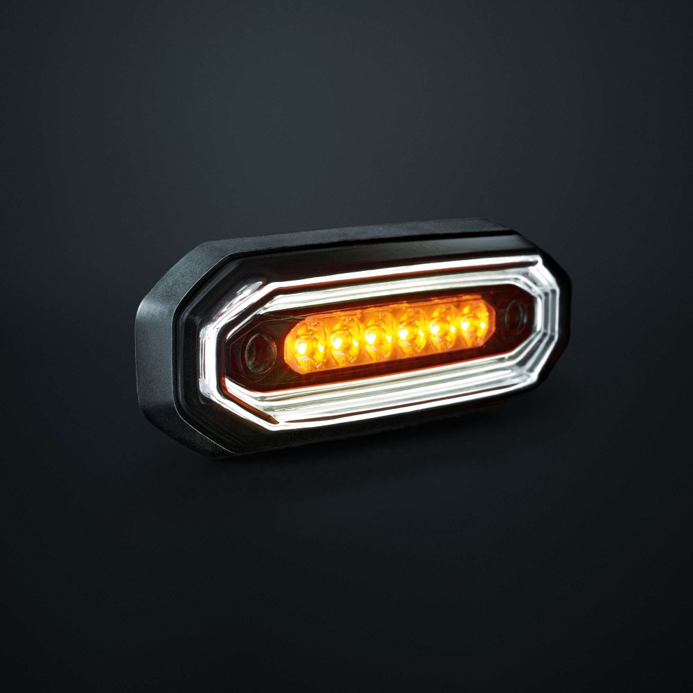 Strands FOR9T Aura światło ostrzegawcze, 6 LED, biały/bursztynowy, ciemna soczewka