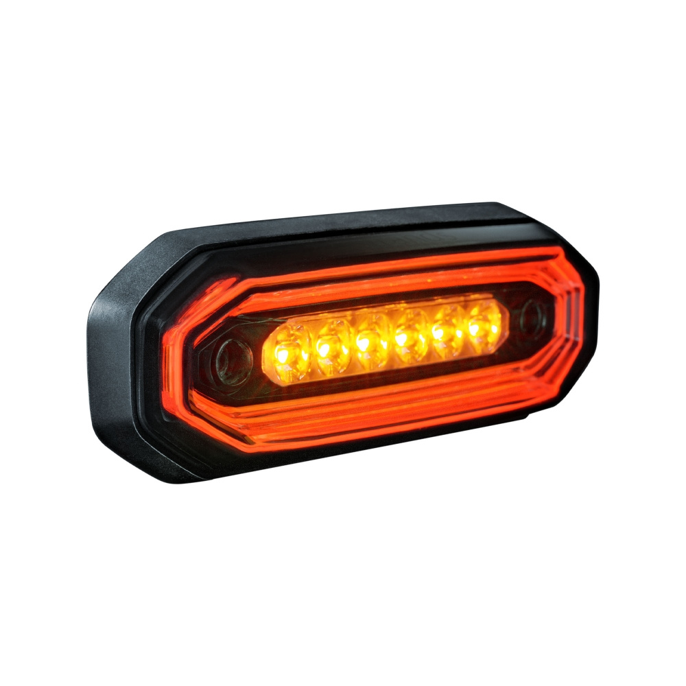 Strands FOR9T Aura światło ostrzegawcze, 6 LED, czerwony/ambra, ciemna soczewka