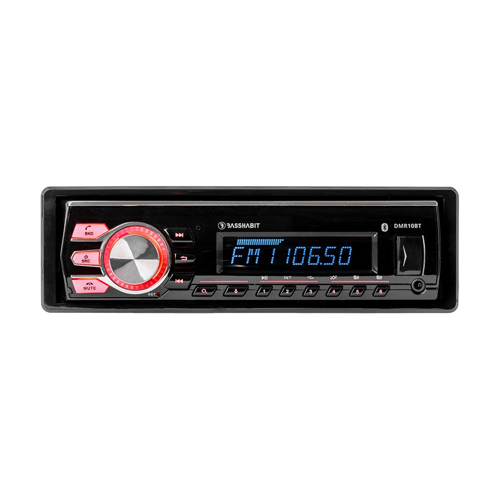 Bass Habit DMR10BT, radio samochodowe z Bluetooth, AUX, USB i 2 parami wyjść niskopoziomowych