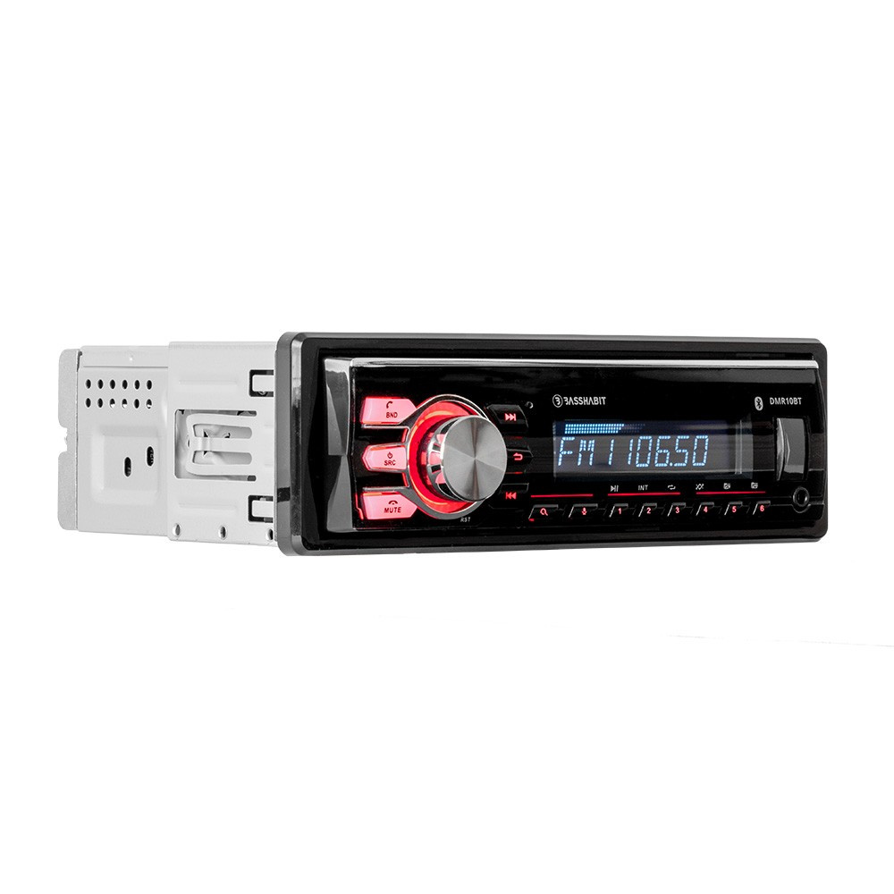 Bass Habit DMR10BT, radio samochodowe z Bluetooth, AUX, USB i 2 parami wyjść niskopoziomowych