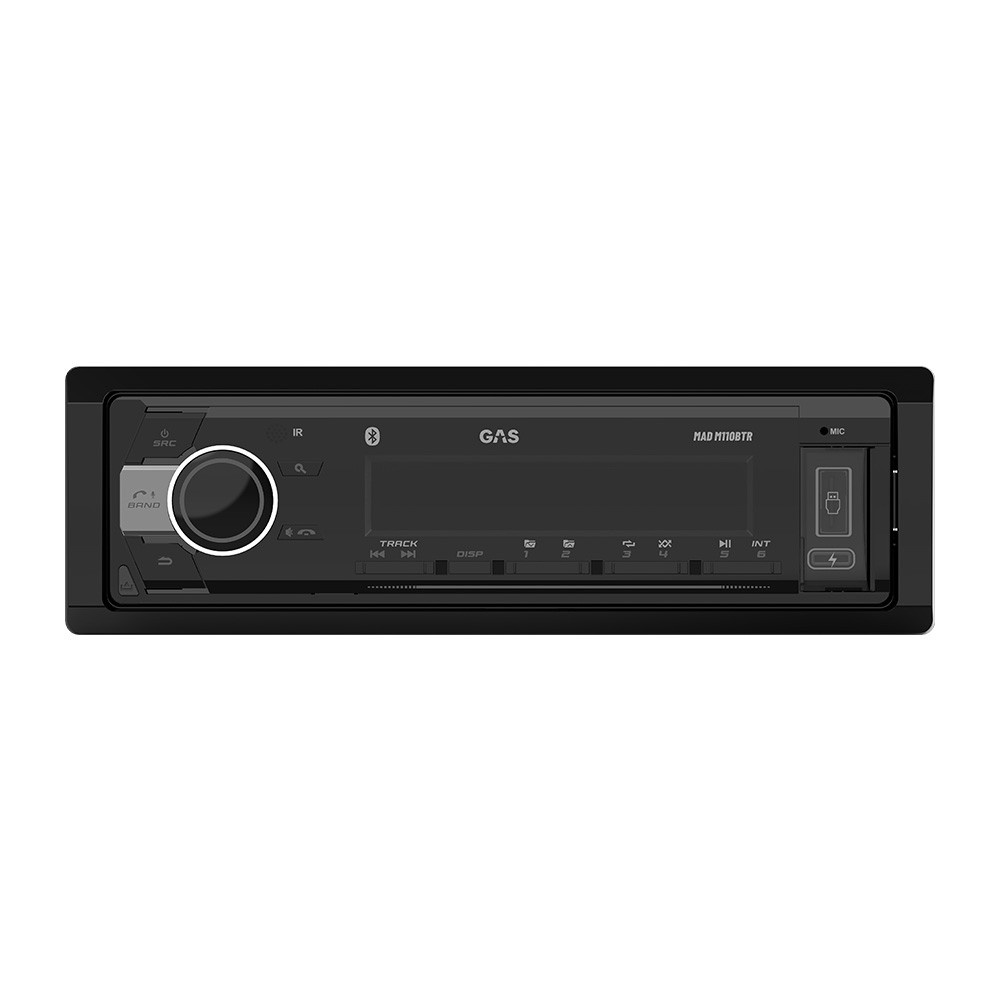 GAS MAD M110-BTR, radio samochodowe z Bluetooth 5.3, AUX, USB-C i 2 parami wyjść liniowych