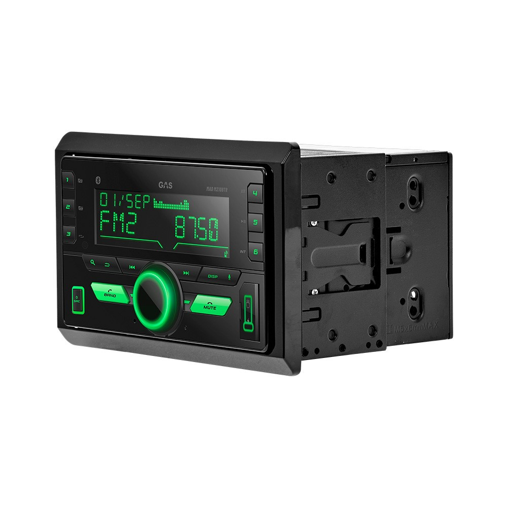GAS MAD M210-BTR, radio samochodowe 2-DIN z Bluetooth i 2 parami wyjść niskopoziomowych