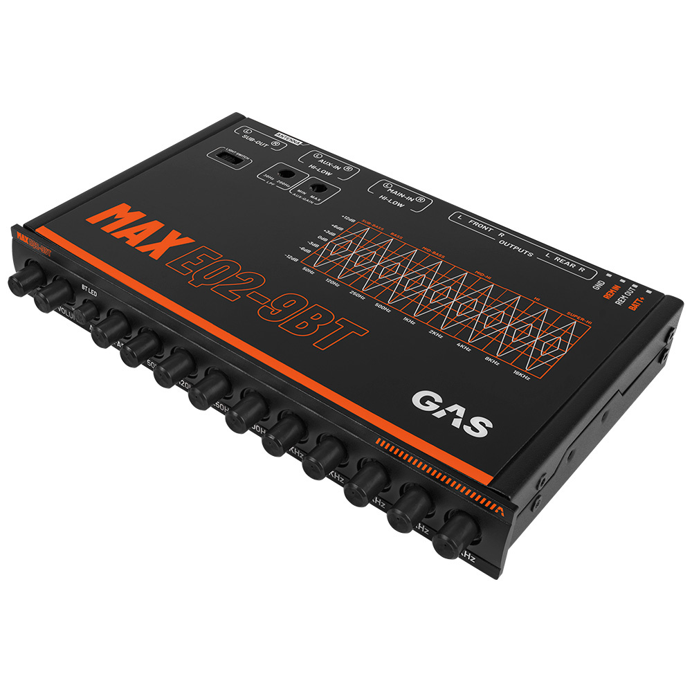 GAS MAX EQ2-9, 9-pasmowy analogowy equalizer z Bluetooth