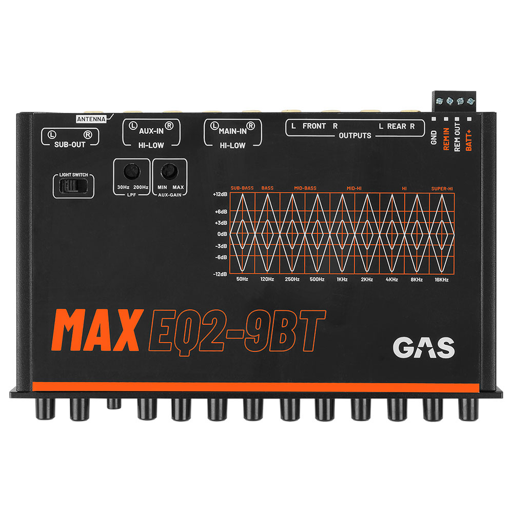 GAS MAX EQ2-9, 9-pasmowy analogowy equalizer z Bluetooth