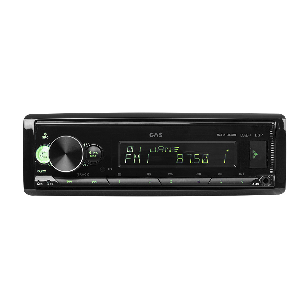 GAS MAX M150-BDX radio samochodowe z Bluetooth, DAB, 32-bitowym DSP i 3 parami (4V) wyjść liniowych