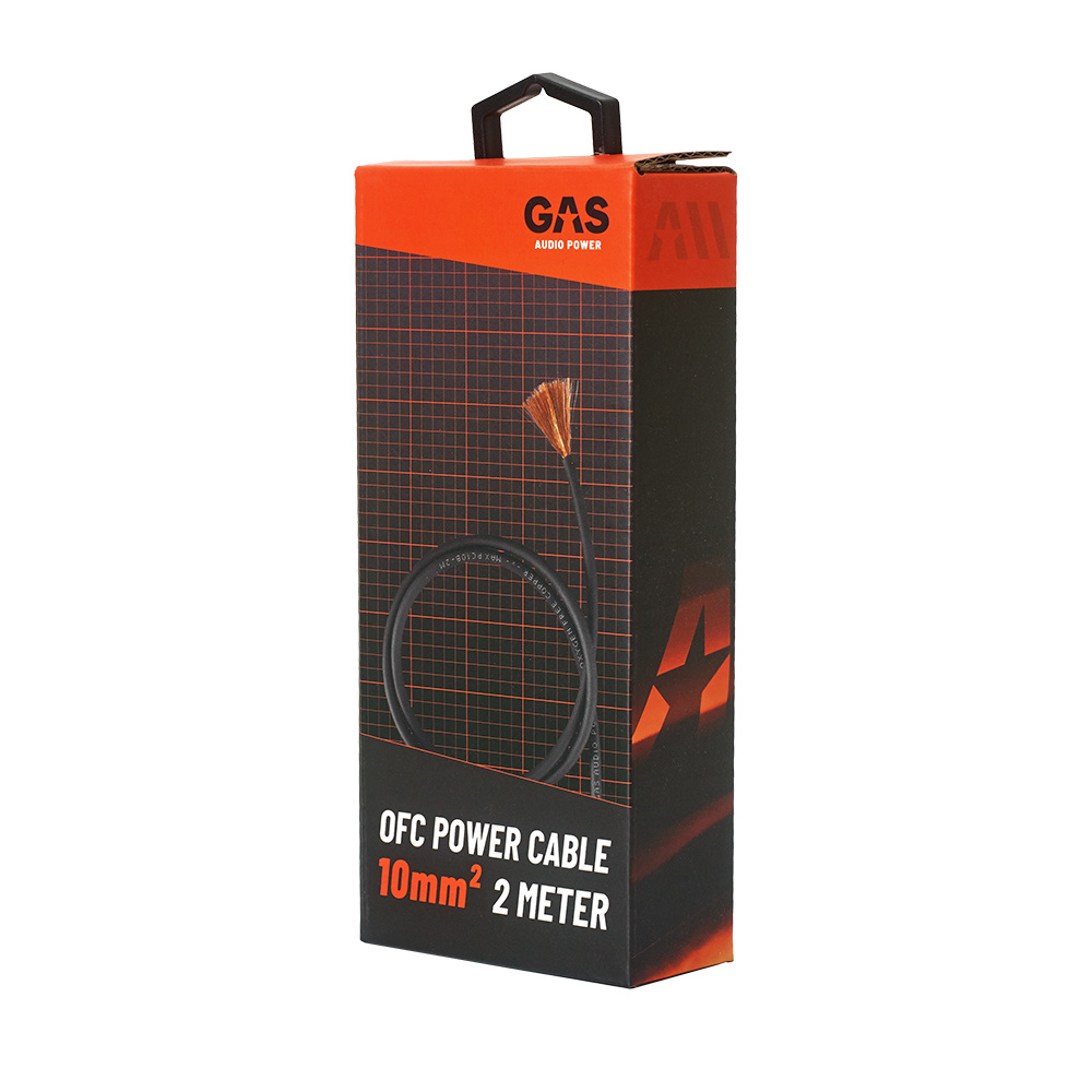 GAS MAX czarny kabel zasilający OFC 10mm², 2 metry