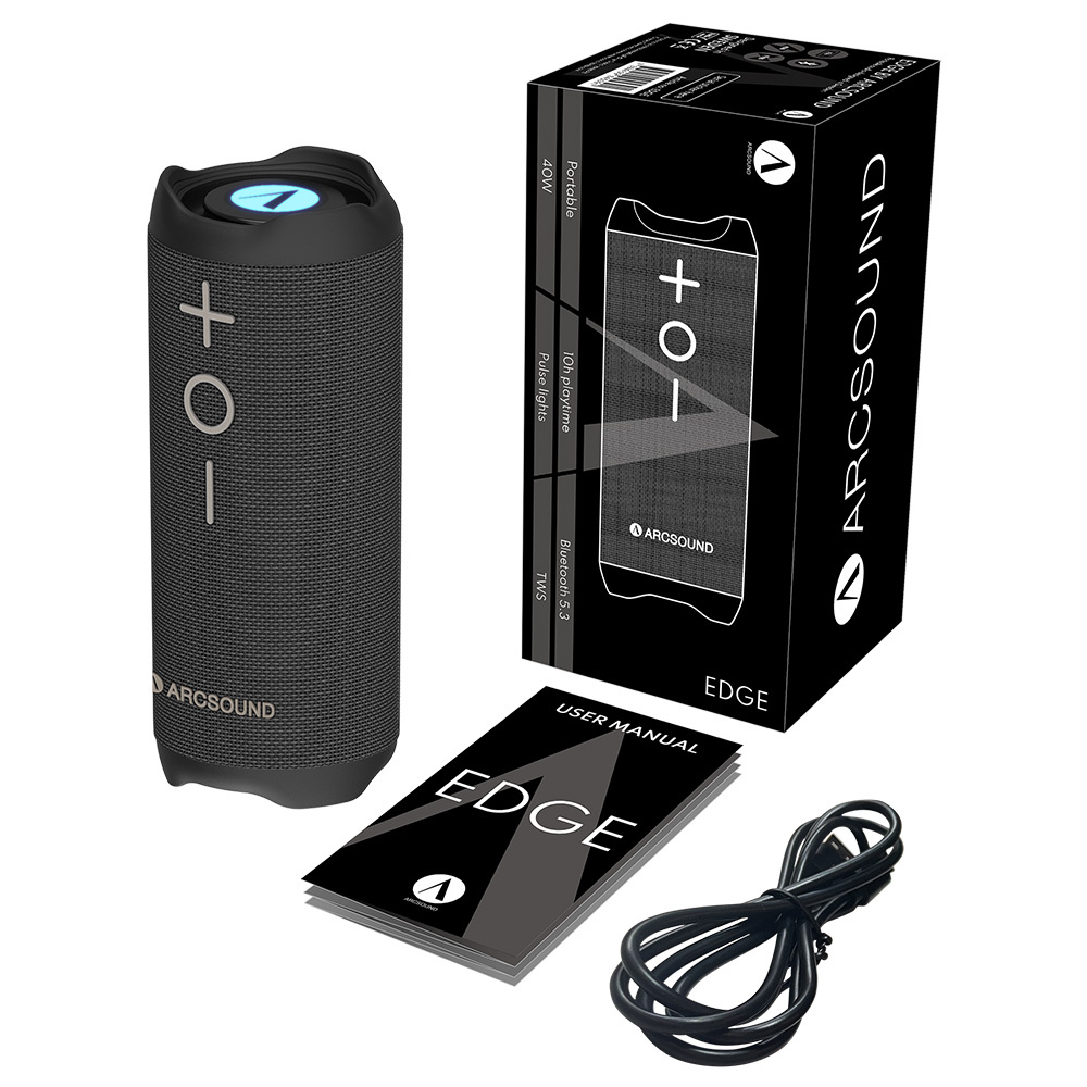 Arcsound EDGE mocny przenośny głośnik z Bluetooth, czarny