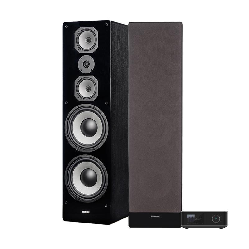 WiiM Amp Ultra z Dynavoice Challenger M-105 EX v4 w kolorze czarnym, zestaw stereo 2.0