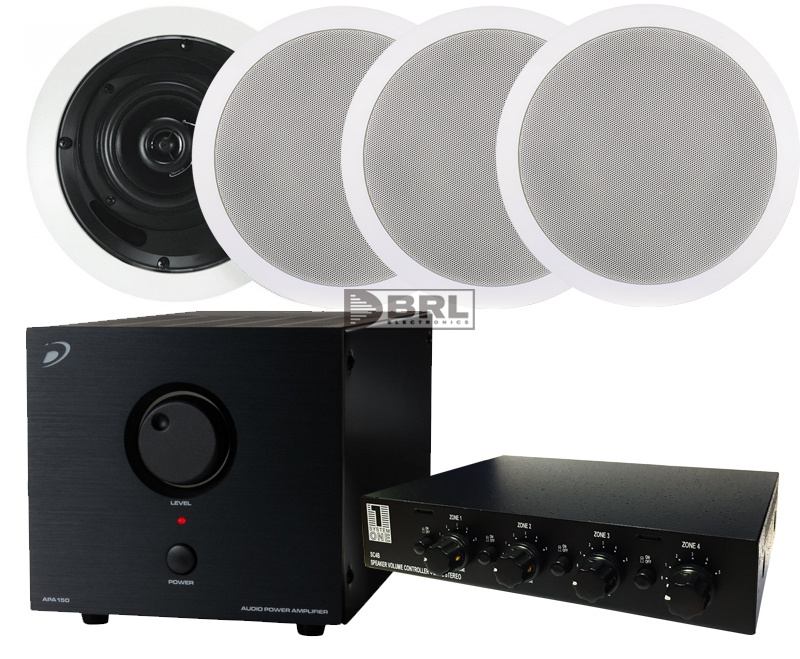 4 szt. Dayton Audio CS420EC + APA150 + przełącznik głośnikowy