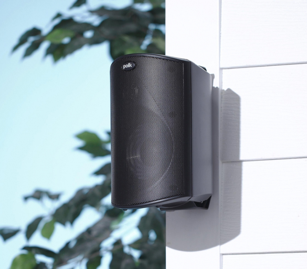 System One A50BT i Polk Audio Atrium 4 czarne głośniki zewnętrzne, pakiet stereo