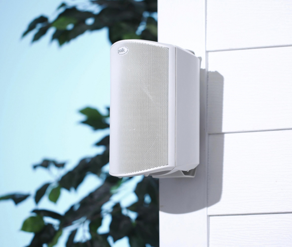 System One A50BT i Polk Audio Atrium 4 białe głośniki zewnętrzne, pakiet stereo