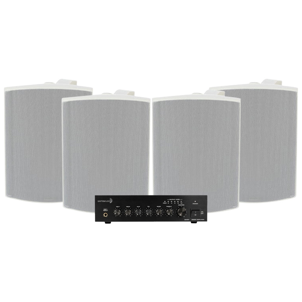 Dayton Audio DA40T z 4 szt. Visaton WB16 w białym kolorze, komercyjny zestaw 100V