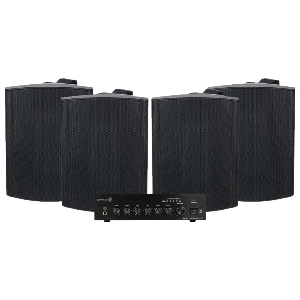 Dayton Audio DA40T z 4 szt. Visaton WB16 w czarnym kolorze, komercyjny zestaw 100V