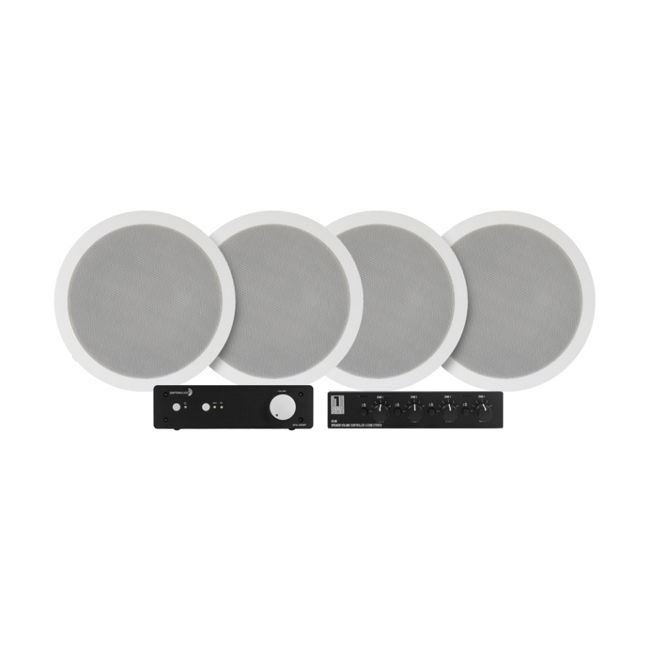 Zestaw multiroom Dayton Audio DTA-100ST z przełącznikiem i 2 parami System One IC620