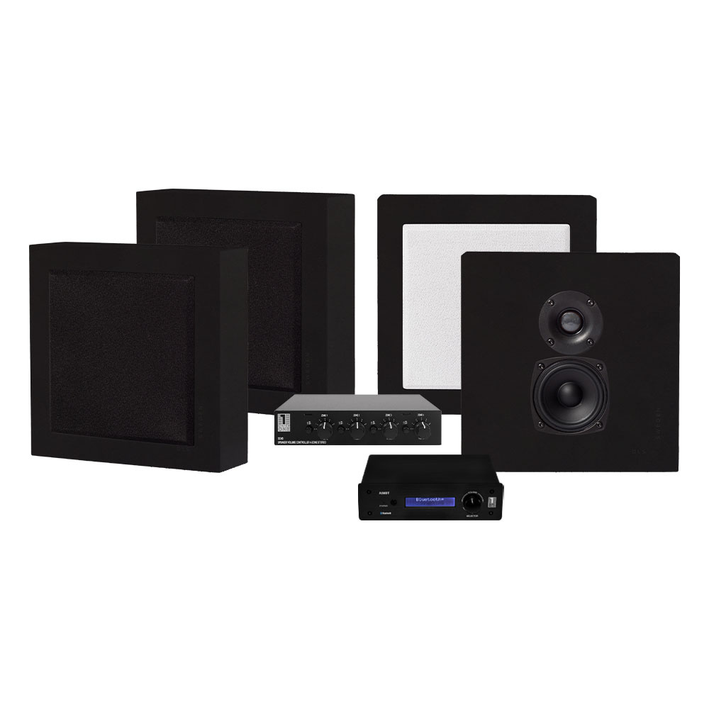 System One A50BT, SC4B & 2 pary matowoczarnych DLS Flatbox Mini