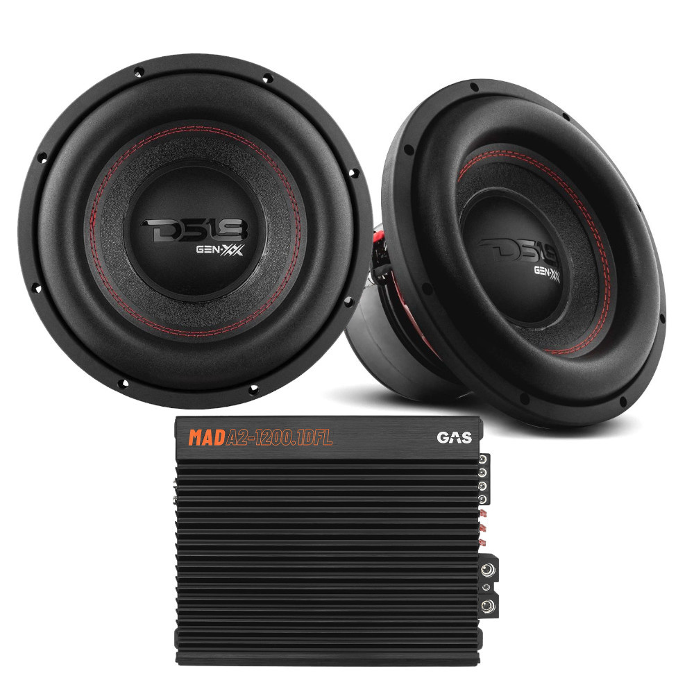2-pak DS18 GEN-XX10.4DHE i GAS MAD A2-1200.1DFL, zestaw basowy