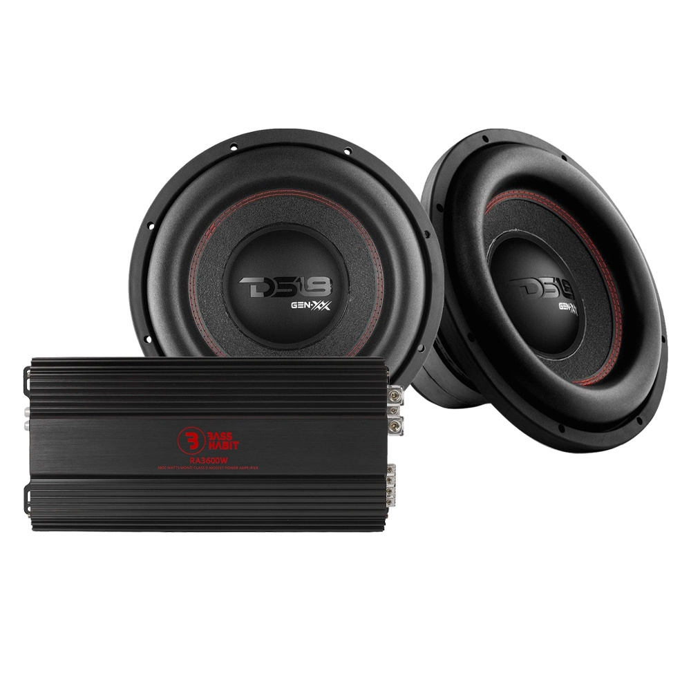 2-pak DS18 GEN-XX12.4DHE z Bass Habit RA3600W, zestaw basowy 2x12
